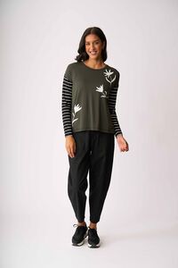 Foil Shadowed Flower Drop Shoulder Top