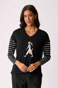 Foil French Stroll Combo Print Top