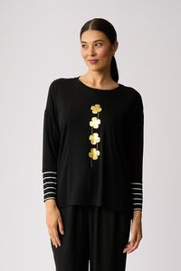 Foil Lucky Clover Blocked Stripe Top