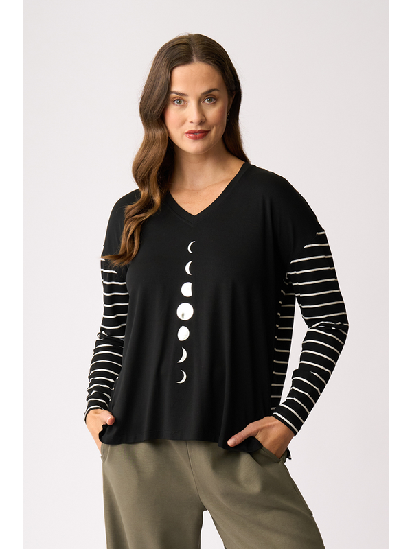Foil Moon Phases Combo Print Top