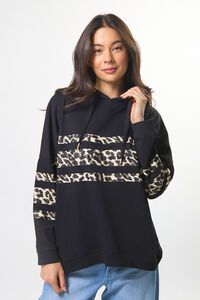 Stella + Gemma Newport Black Leopard Icon Stripe Hoodie