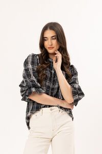 Seeking Lola Blue Check Celia Blouse