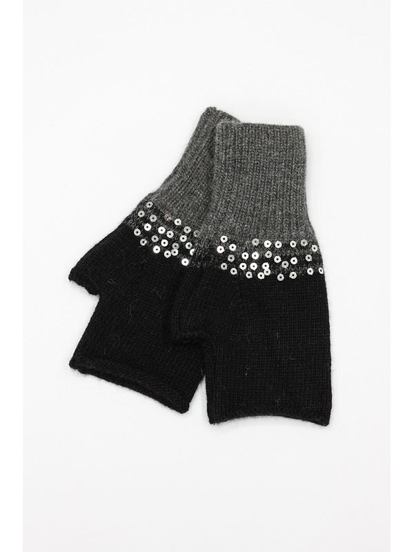 Alice + Lily Wool Angora Fingerless Sequin Gloves