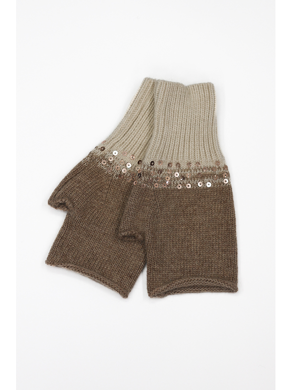 Alice + Lily Wool Angora Fingerless Sequin Gloves