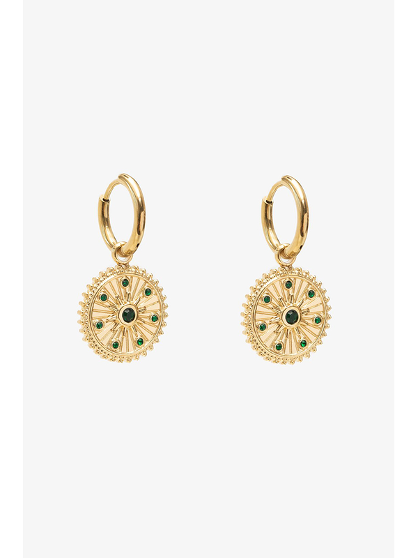 Antler Emerald Temple Earring