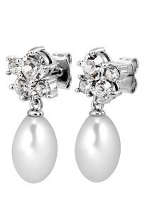 Dyrberg Kern Petun Silver Crystal Pearl Earrings