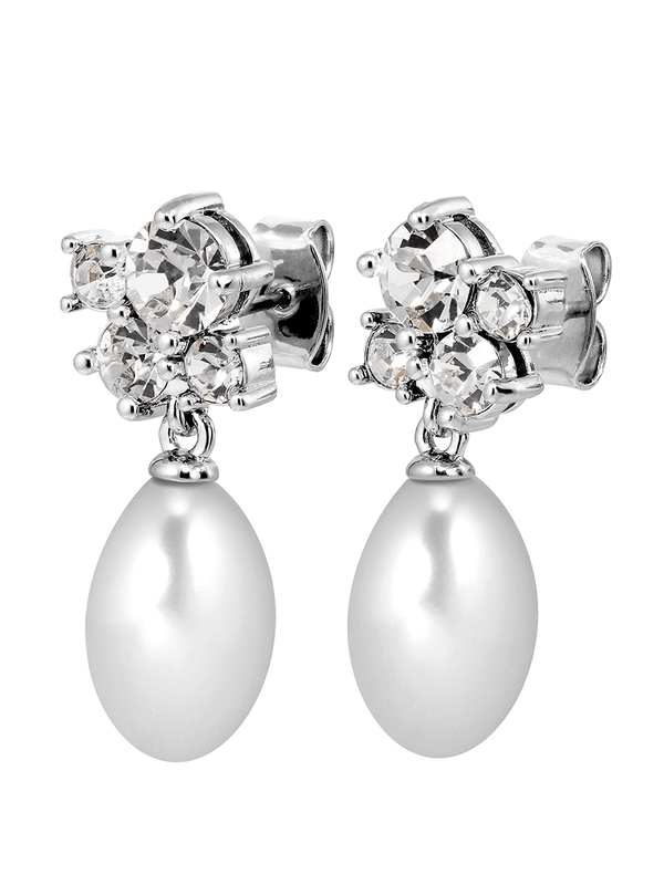 Dyrberg Kern Petun Silver Crystal Pearl Earrings