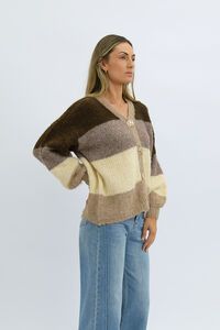 Worthier Earth Mix Wool Blend Gold Button Cardigan 