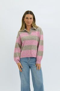 Worthier Mara Stripe Polo Knit