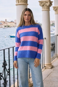 Worthier Mika Wool Blend Relaxed Fit Stripe Knit