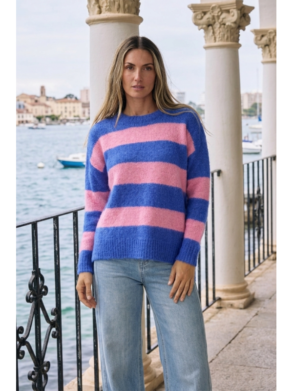 Worthier Mika Wool Blend Relaxed Fit Stripe Knit