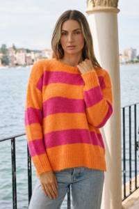 Worthier Mika Wool Blend Relaxed Fit Stripe Knit