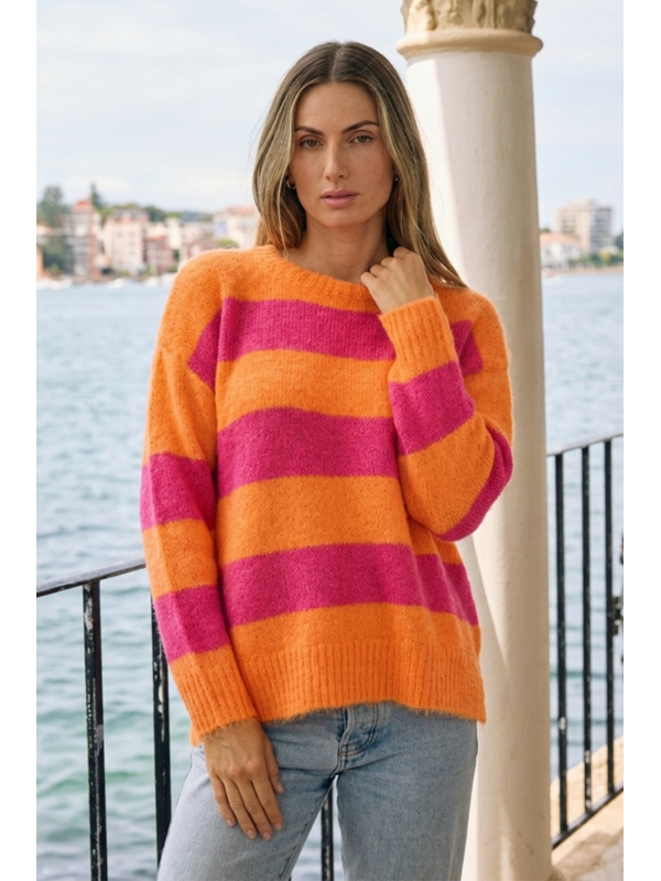 Worthier Mika Wool Blend Relaxed Fit Stripe Knit