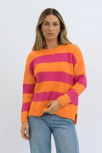 Worthier Mika Wool Blend Relaxed Fit Stripe Knit