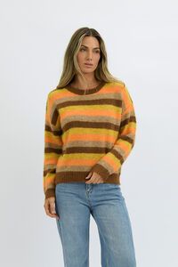 Worthier Tate Multi Tone Stripes Wool Blend Knit