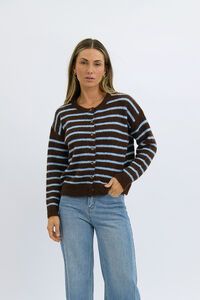 Worthier Tobin Wool Blend Stripe Button Through Cardi
