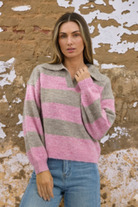 Worthier Mara Stripe Polo Knit