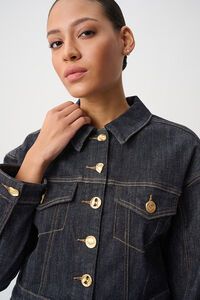 Joseph Ribkoff Statement Button Cropped Denim Jacket