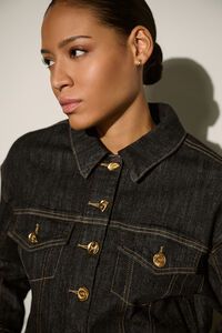 Joseph Ribkoff Statement Button Cropped Denim Jacket