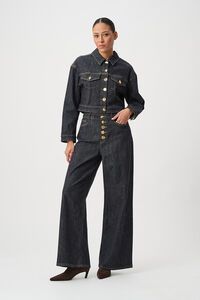 Joseph Ribkoff Statement Button Cropped Denim Jacket