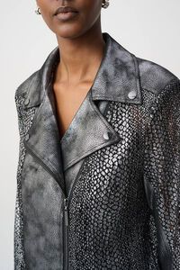 Joseph Ribkoff Foiled Faux Suede Moto Jacket