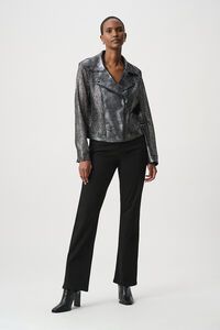 Joseph Ribkoff Foiled Faux Suede Moto Jacket