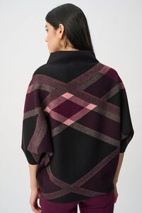 Joseph Ribkoff Brushed Viscose & Nylon Plaid Funnel Neck Sweater