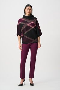Joseph Ribkoff Brushed Viscose & Nylon Plaid Funnel Neck Sweater