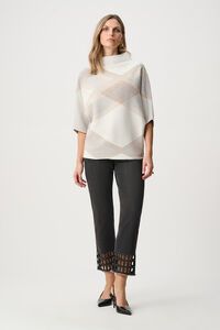 Joseph Ribkoff Brushed Viscose & Nylon Plaid Funnel Neck Sweater