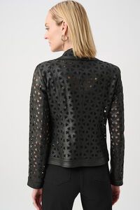 Joseph Ribkoff Foiled Faux Suede & Mesh Moto Jacket