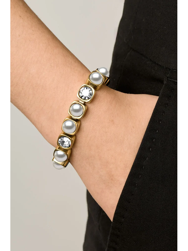 Dyrberg Kern Conian Gold Crystal Pearl Bracelet