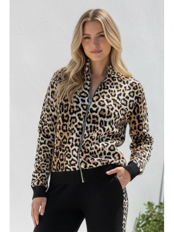 Miracle Leopard Knit Zip Up 