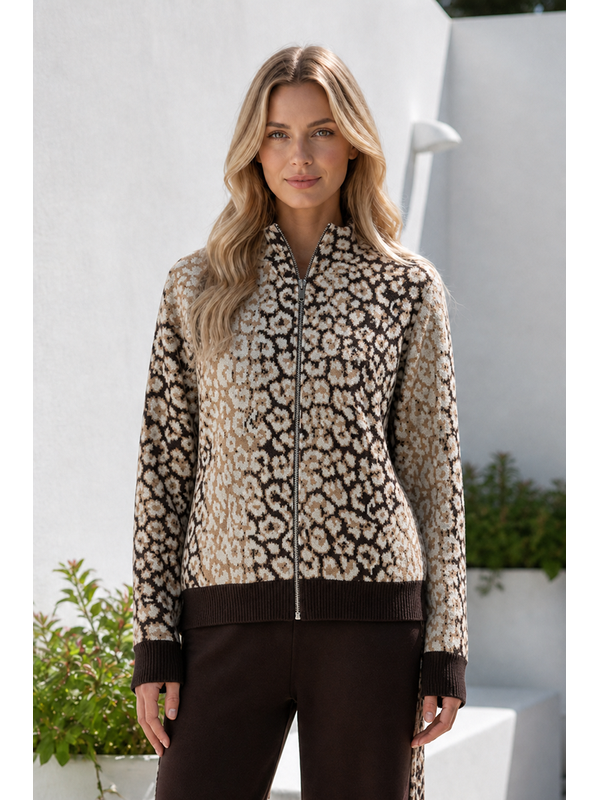 Miracle Leopard Knit Zip Up 