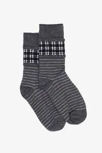 Antler Slate Stripe & Check Sock