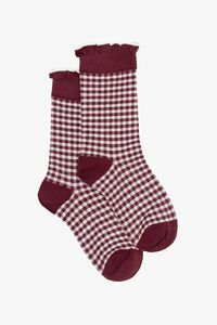 Antler Merlot Ruffle Gingham Sock