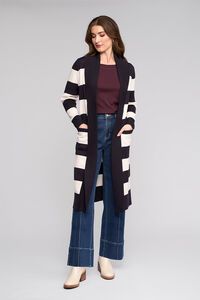 Vassalli Longline Stripe Cardi With Pockets