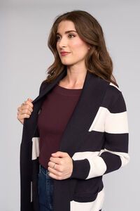 Vassalli Longline Stripe Cardi With Pockets