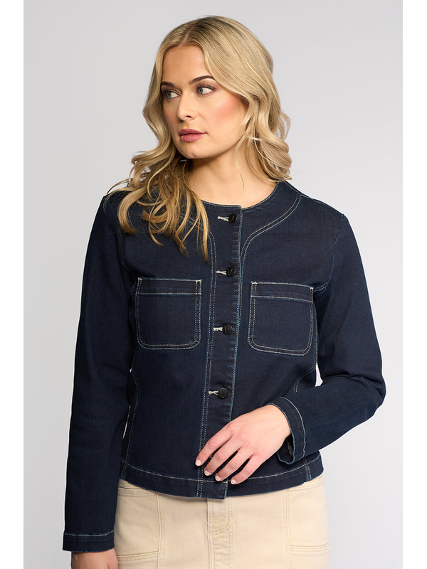 Vassalli Cabel Collarless Denim Jacket