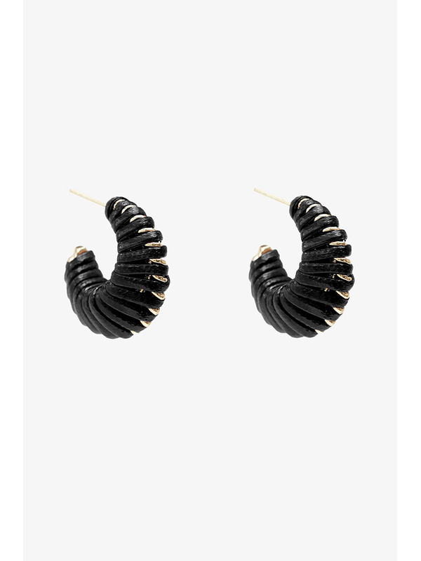 Antler Black Woven Hoop Earring