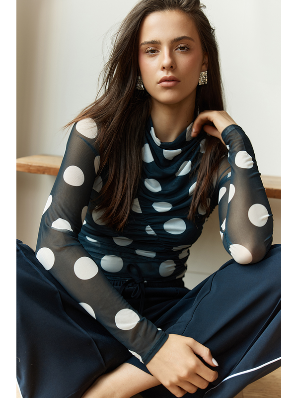 Sass Pammie Seamed Mesh Spot Top