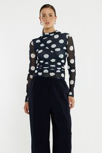 Sass Pammie Seamed Mesh Spot Top