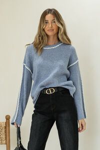 Miss Marlow Blanket Stitch Trim Ribbed Knit