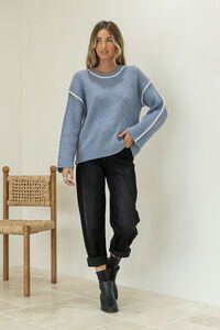 Miss Marlow Blanket Stitch Trim Ribbed Knit