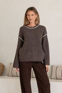Miss Marlow Blanket Stitch Trim Ribbed Knit