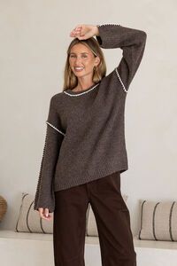 Miss Marlow Blanket Stitch Trim Ribbed Knit