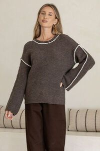 Miss Marlow Blanket Stitch Trim Ribbed Knit