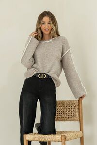 Miss Marlow Blanket Stitch Trim Ribbed Knit