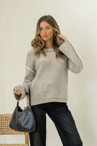 Miss Marlow Blanket Stitch Trim Ribbed Knit