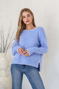 Miss Marlow Contrast Cabled Blanket Stitch Knit 
