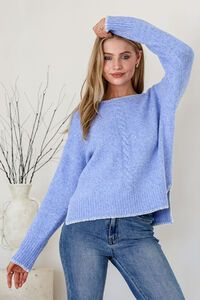 Miss Marlow Contrast Cabled Blanket Stitch Knit 